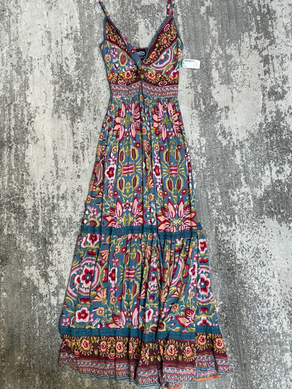 ICONE/Angie brand Bohemian Patterned Blue Maxi Skirt Dress - Picture 2 of 2